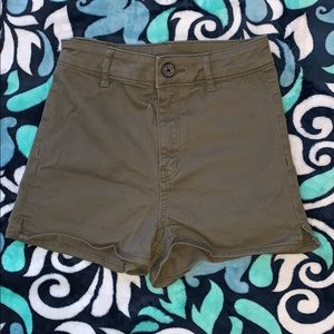 Olive green jean shorts